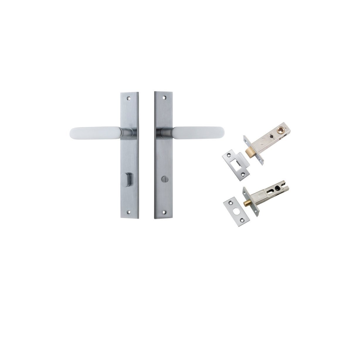 IVER Bronte Solid Brass Rectangular Backplate Door Handle – Multiple Finishes Available - Entry - Point - 12248KPRIV60 - Iver