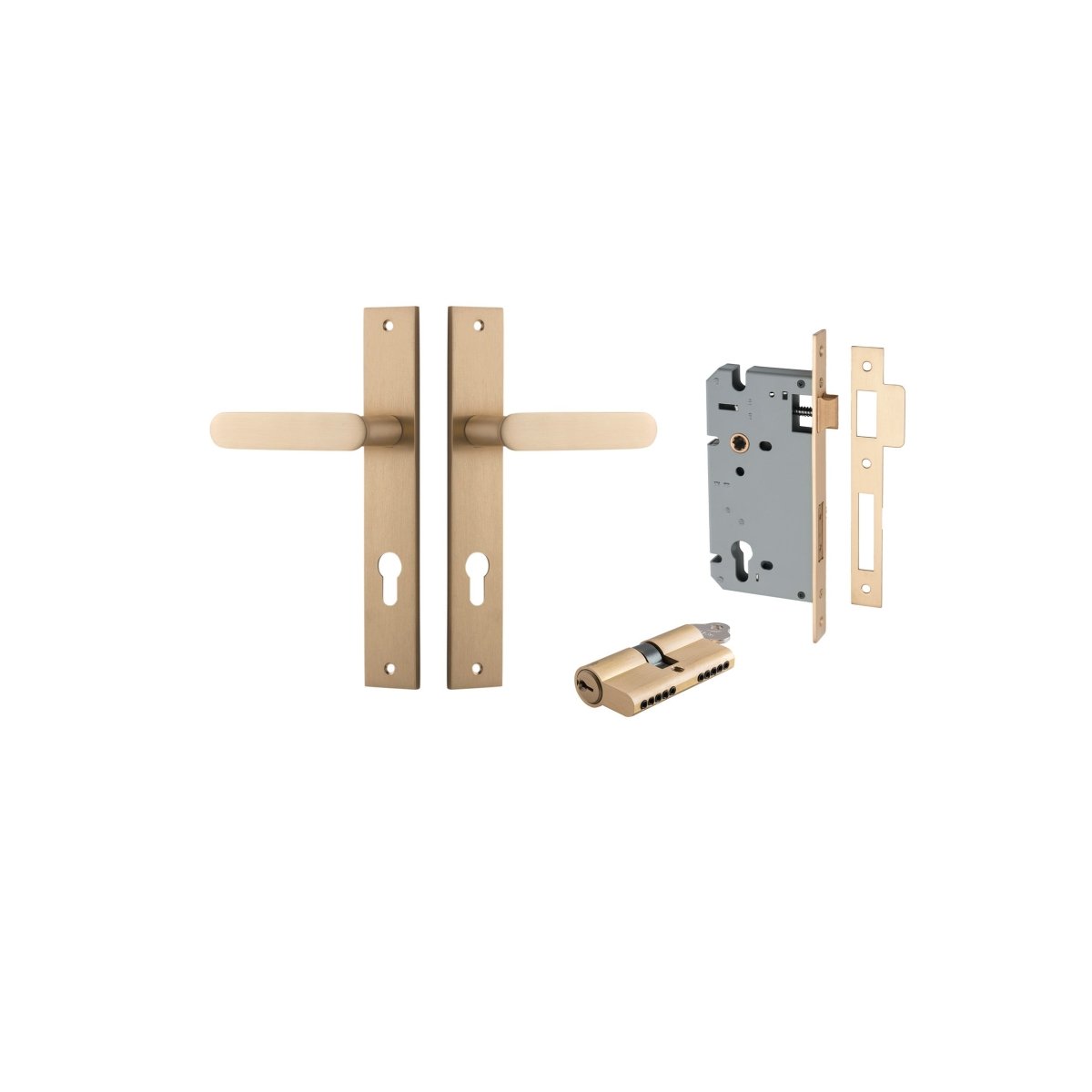 IVER Bronte Solid Brass Rectangular Backplate Door Handle – Multiple Finishes Available - Entry - Point - 15248KENTR60KK - Iver