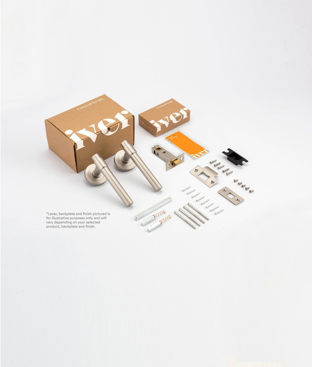 IVER Bronte Solid Brass Round Rose Door Handle – Multiple Finishes Available - Entry - Point - 0452KIBPRIV60 - Iver