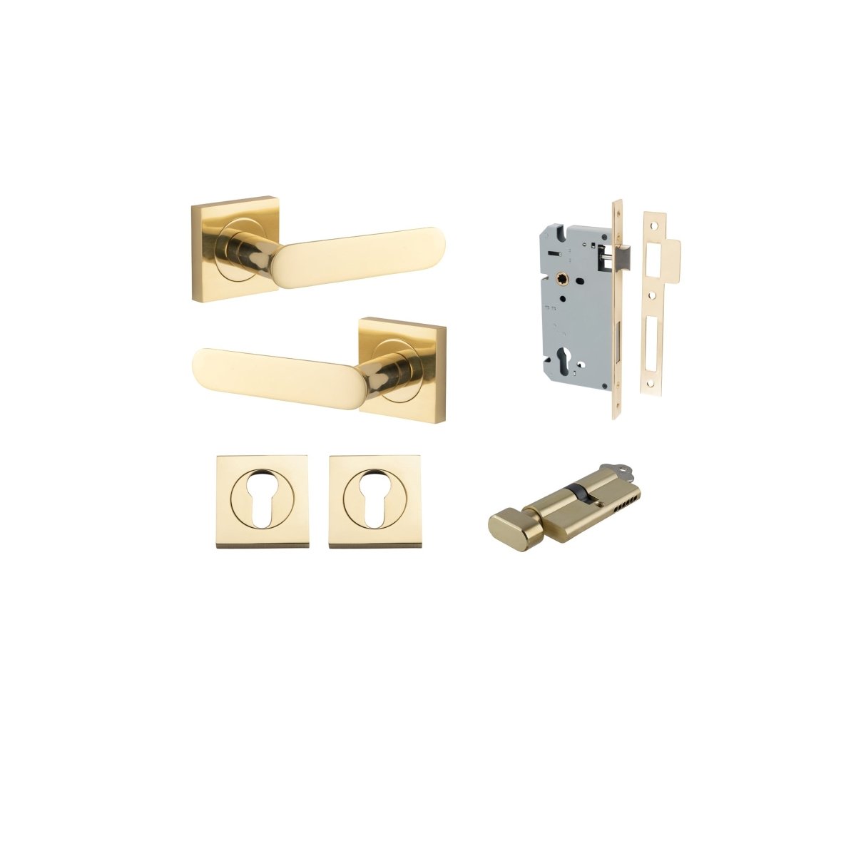 IVER Bronte Solid Brass Square Rose Door Handle – Multiple Finishes Available - Entry - Point - 0400KENTR60KT - Iver