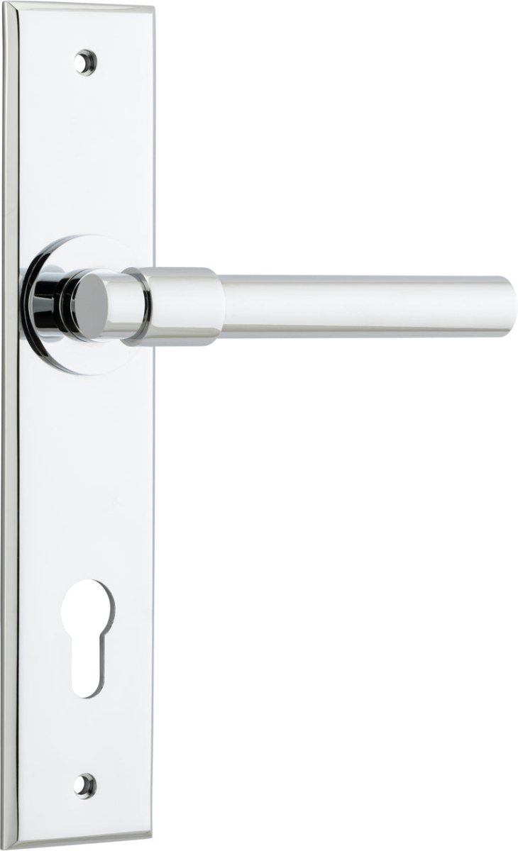 IVER Helsinki Lever Solid Brass Chamfered Backplate Door Handle – Multiple Finishes Available - Entry - Point - 11904E85 - Iver