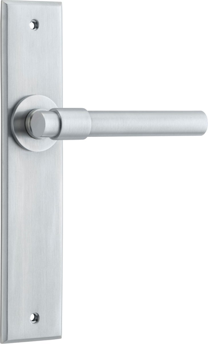 IVER Helsinki Lever Solid Brass Chamfered Backplate Door Handle – Multiple Finishes Available - Entry - Point - 12404 - Iver