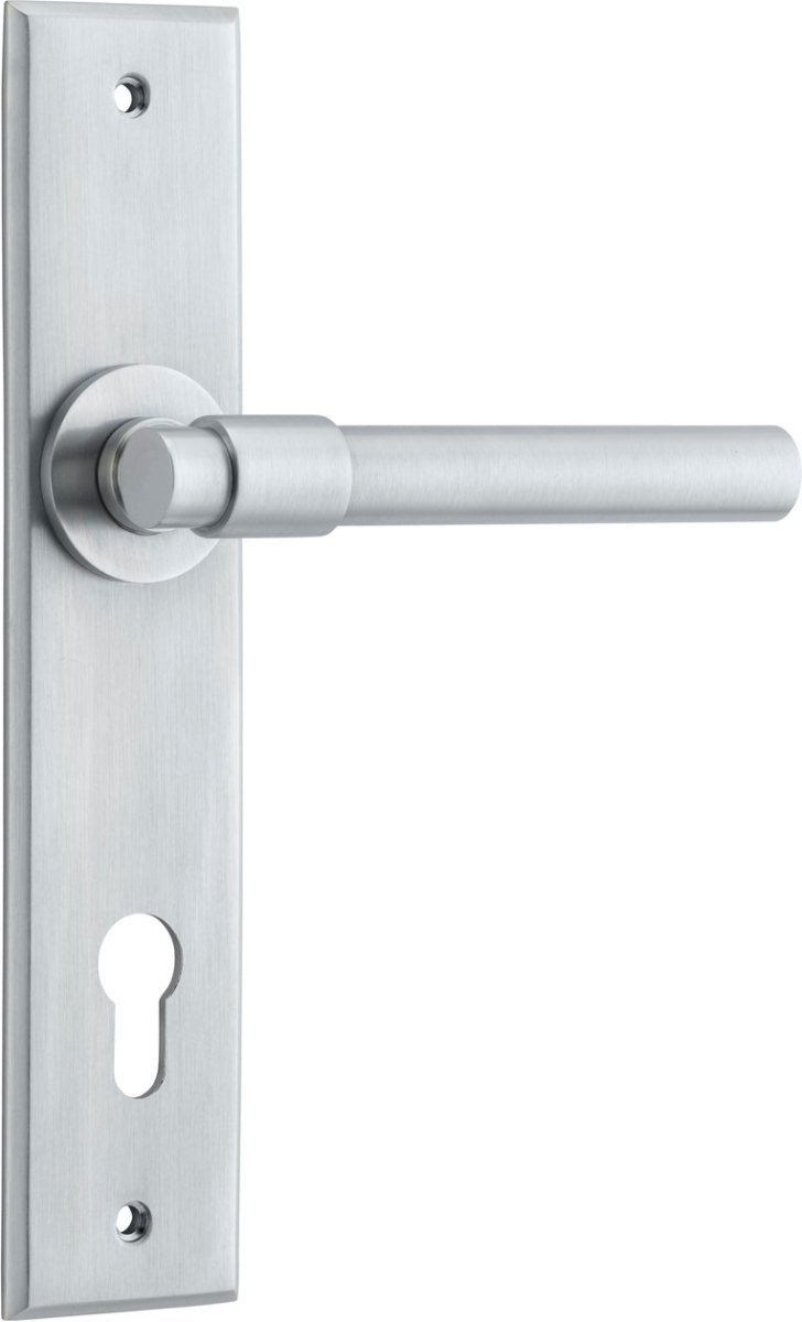 IVER Helsinki Lever Solid Brass Chamfered Backplate Door Handle – Multiple Finishes Available - Entry - Point - 12404E85 - Iver