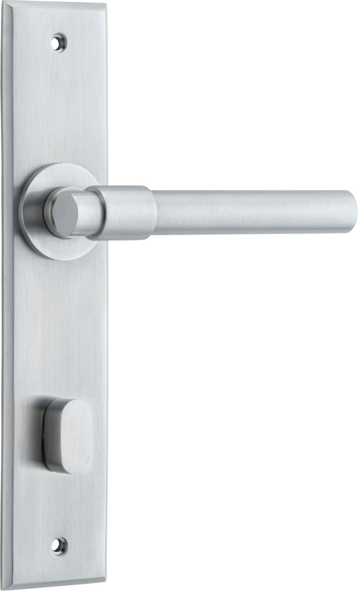 IVER Helsinki Lever Solid Brass Chamfered Backplate Door Handle – Multiple Finishes Available - Entry - Point - 12404P85 - Iver