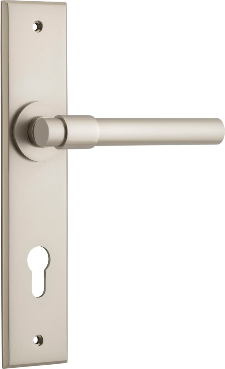 IVER Helsinki Lever Solid Brass Chamfered Backplate Door Handle – Multiple Finishes Available - Entry - Point - 14904E85 - Iver
