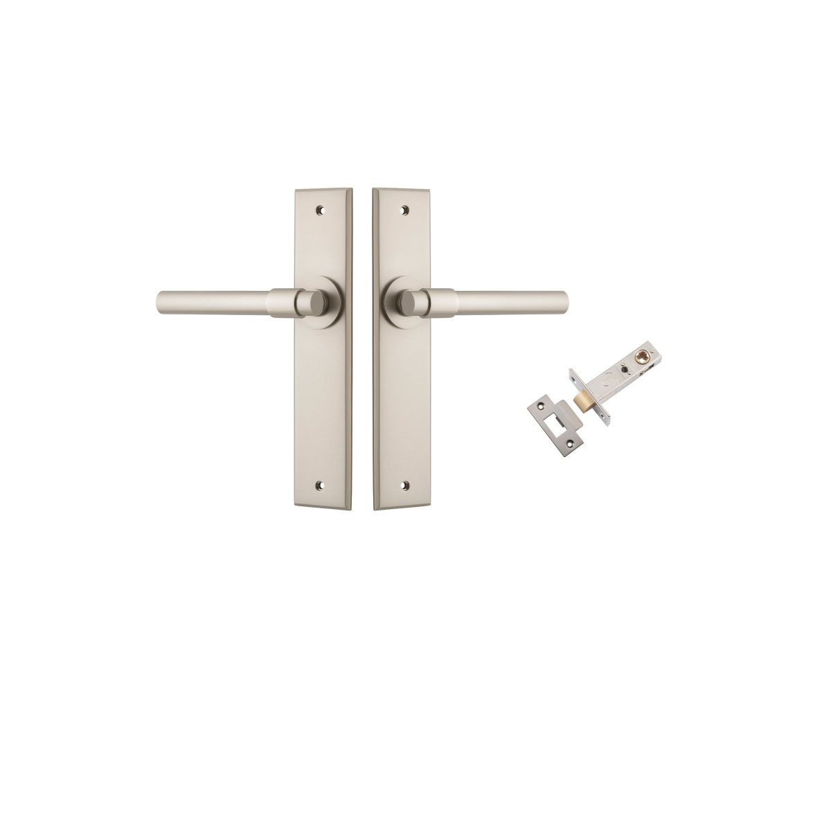 IVER Helsinki Lever Solid Brass Chamfered Backplate Door Handle – Multiple Finishes Available - Entry - Point - 14904KPASS60 - Iver