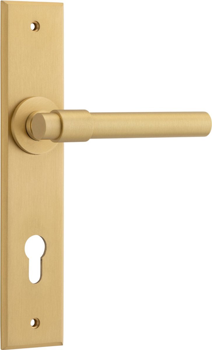 IVER Helsinki Lever Solid Brass Chamfered Backplate Door Handle – Multiple Finishes Available - Entry - Point - 15404E85 - Iver