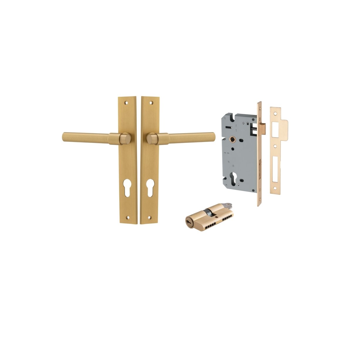 IVER Helsinki Solid Brass Rectangular Backplate Door Handle – Multiple Finishes Available - Entry - Point - 15396KENTR60KK - Iver