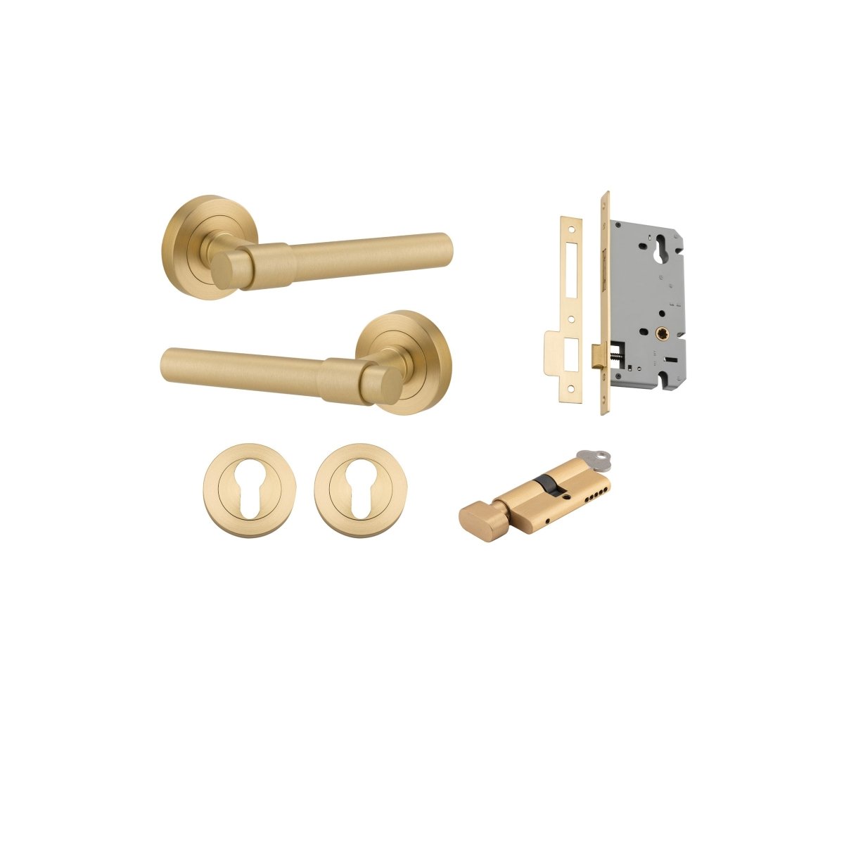 IVER Helsinki Solid Brass Round Rose Door Handle – Multiple Finishes Available - Entry - Point - 16626KENTR60KT - Iver