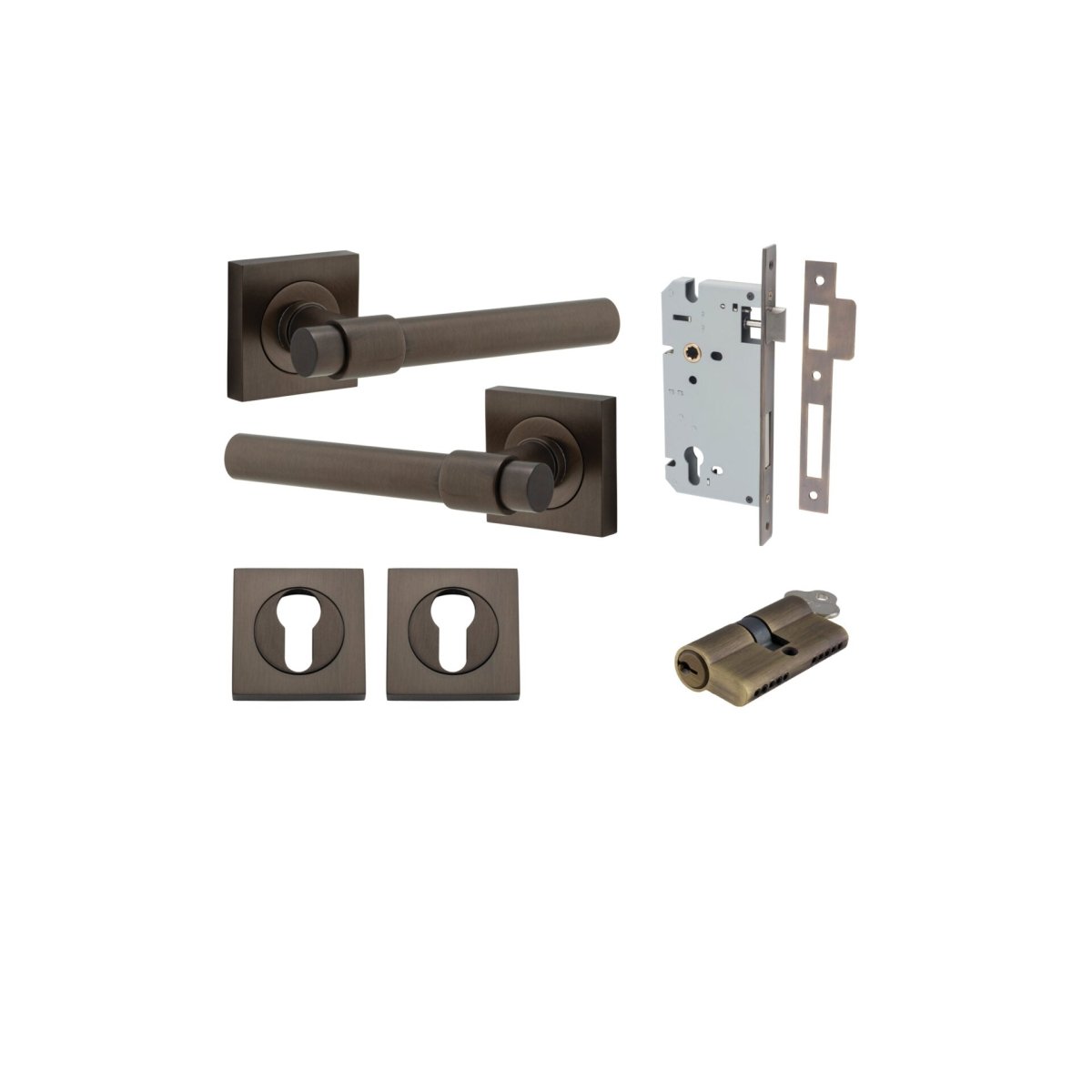 IVER Helsinki Solid Brass Square Rose Door Handle – Multiple Finishes Available - Entry - Point - 21201KENTR60KK - Iver