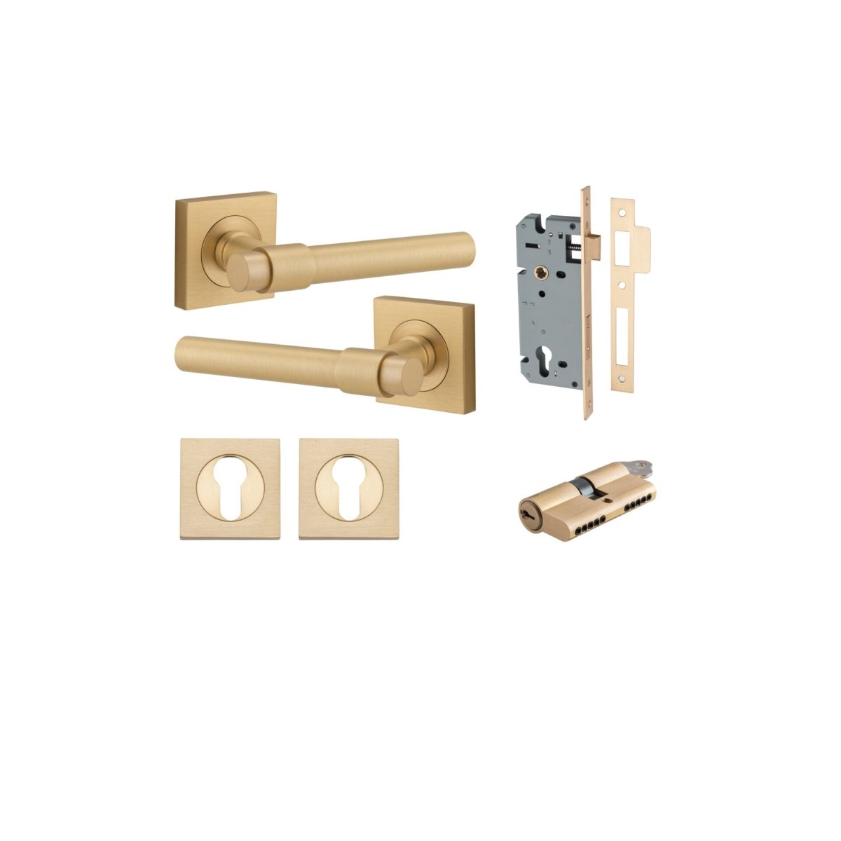 IVER Helsinki Solid Brass Square Rose Door Handle – Multiple Finishes Available - Entry - Point - 21206KENTR60KK - Iver