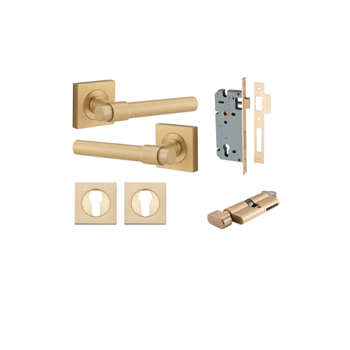 IVER Helsinki Solid Brass Square Rose Door Handle – Multiple Finishes Available - Entry - Point - 21206KENTR60KT - Iver