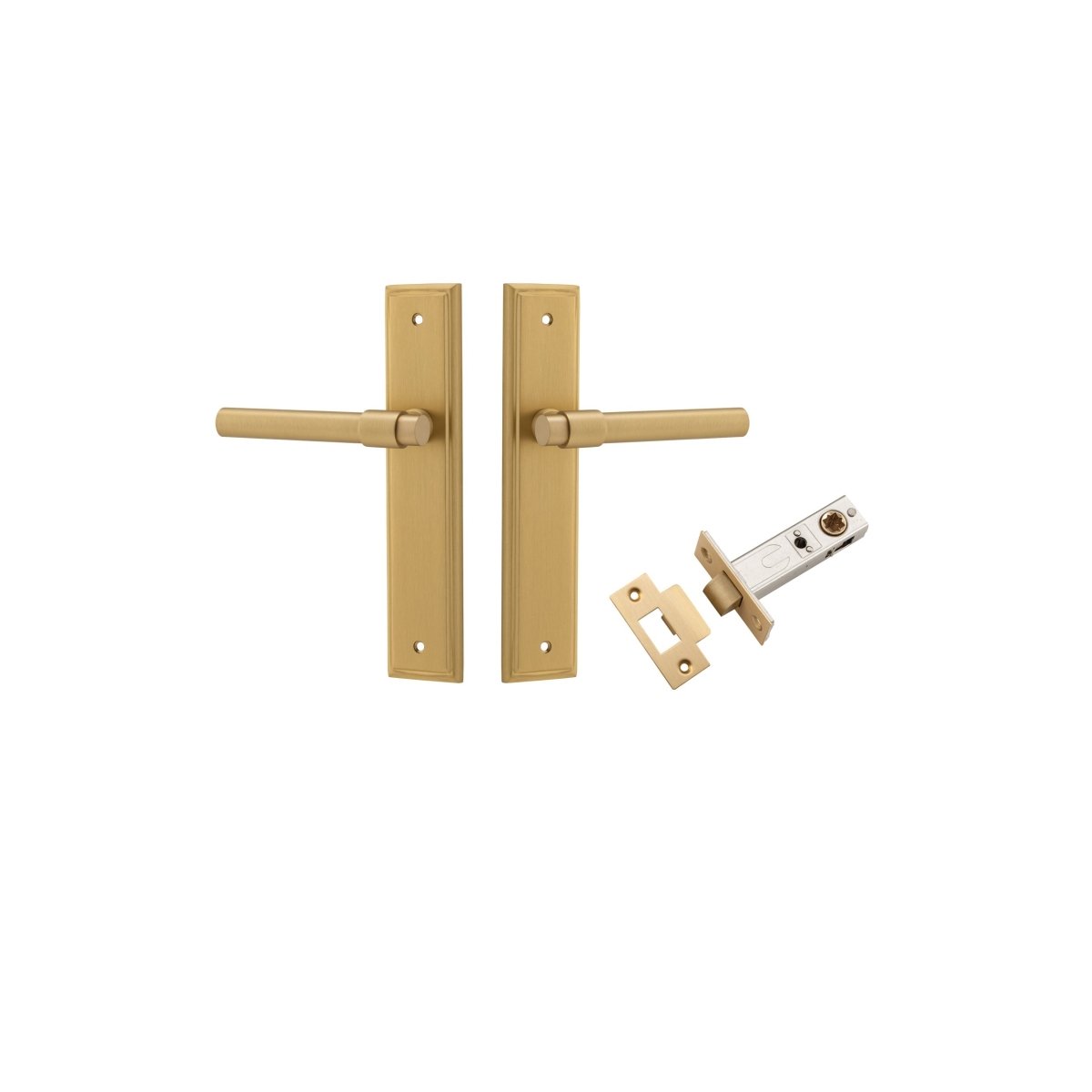 IVER Helsinki Solid Brass Stepped Backplate Door Handle – Multiple Finishes Available - Entry - Point - 15402KPASS60 - Iver
