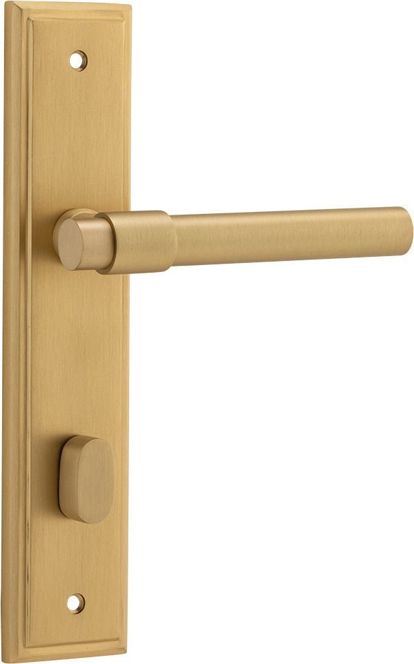 IVER Helsinki Solid Brass Stepped Backplate Door Handle – Multiple Finishes Available - Entry - Point - 15402P85 - Iver