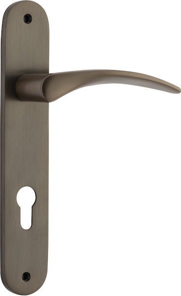 IVER Oxford Solid Brass Oval Plate Door Handle – Multiple Finishes Available - Entry - Point - 10728E85 - Iver