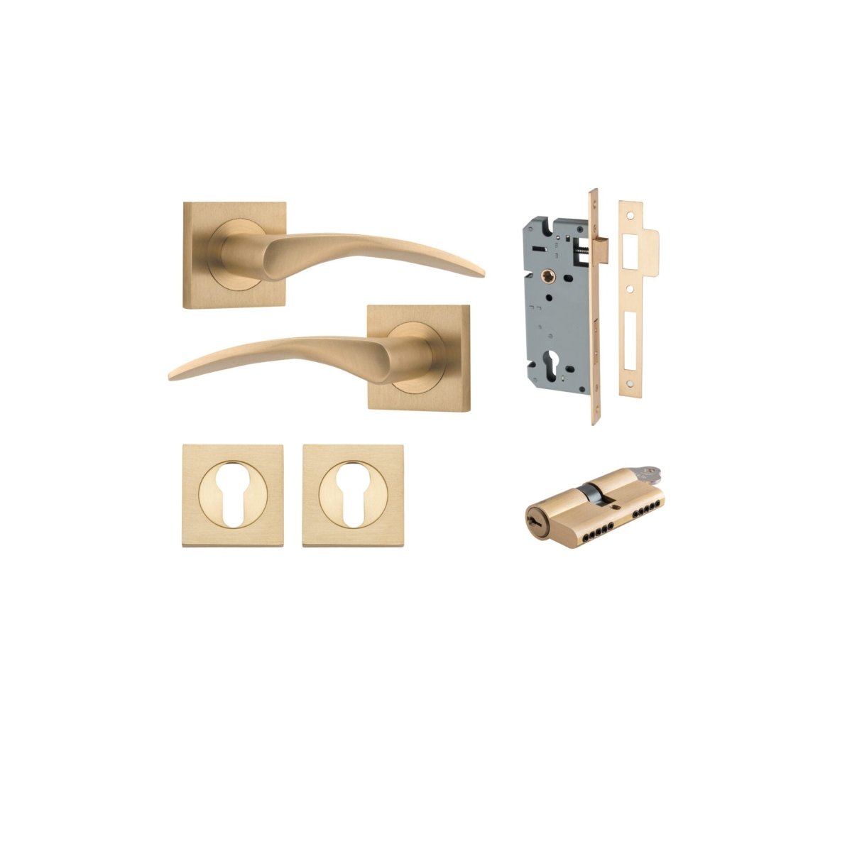 IVER Oxford Solid Brass Square Rose Door Handle – Multiple Finishes Available - Entry - Point - 0459KENTR60KK - Iver