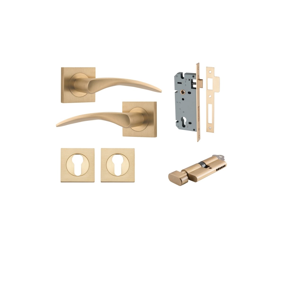 IVER Oxford Solid Brass Square Rose Door Handle – Multiple Finishes Available - Entry - Point - 0459KENTR60KT - Iver