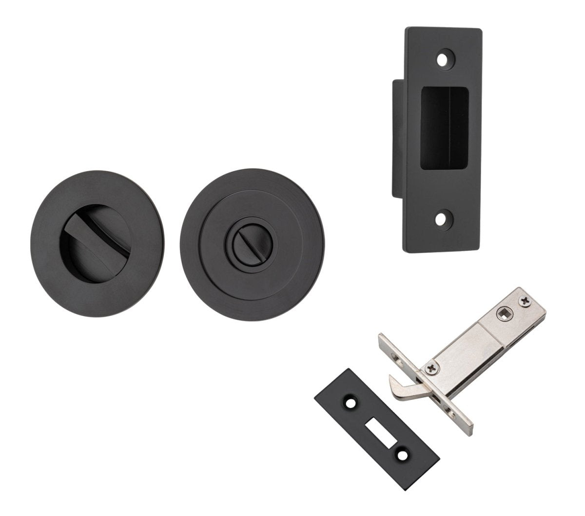 IVER Round Sliding Door Pull Privacy Kit - Multiple Finishes Available - Entry - Point - 21436 - Iver