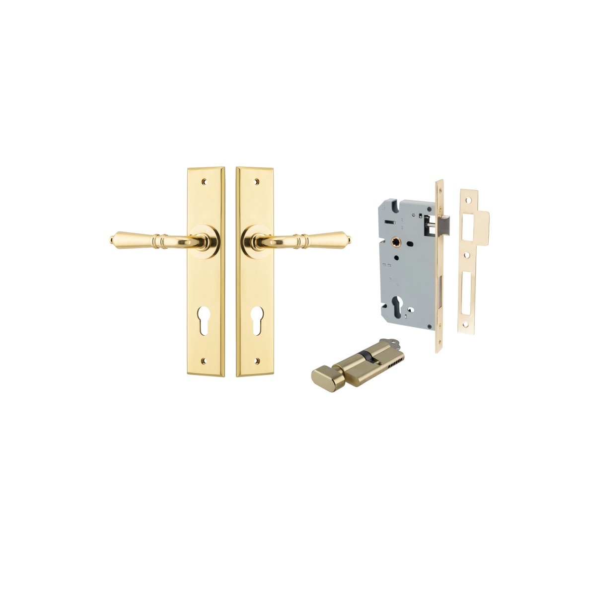 IVER Sarlat Solid Brass Chamfered Plate Door Handle – Multiple Finishes Available - Entry - Point - 10280KENTR60KT - Iver