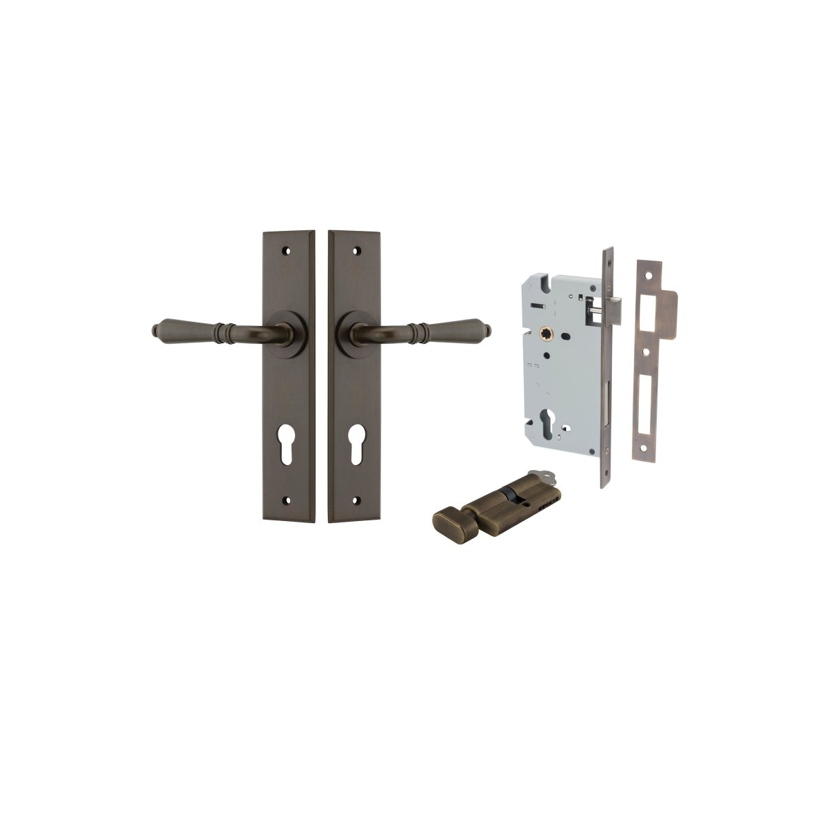 IVER Sarlat Solid Brass Chamfered Plate Door Handle – Multiple Finishes Available - Entry - Point - 10780KENTR60KT - Iver