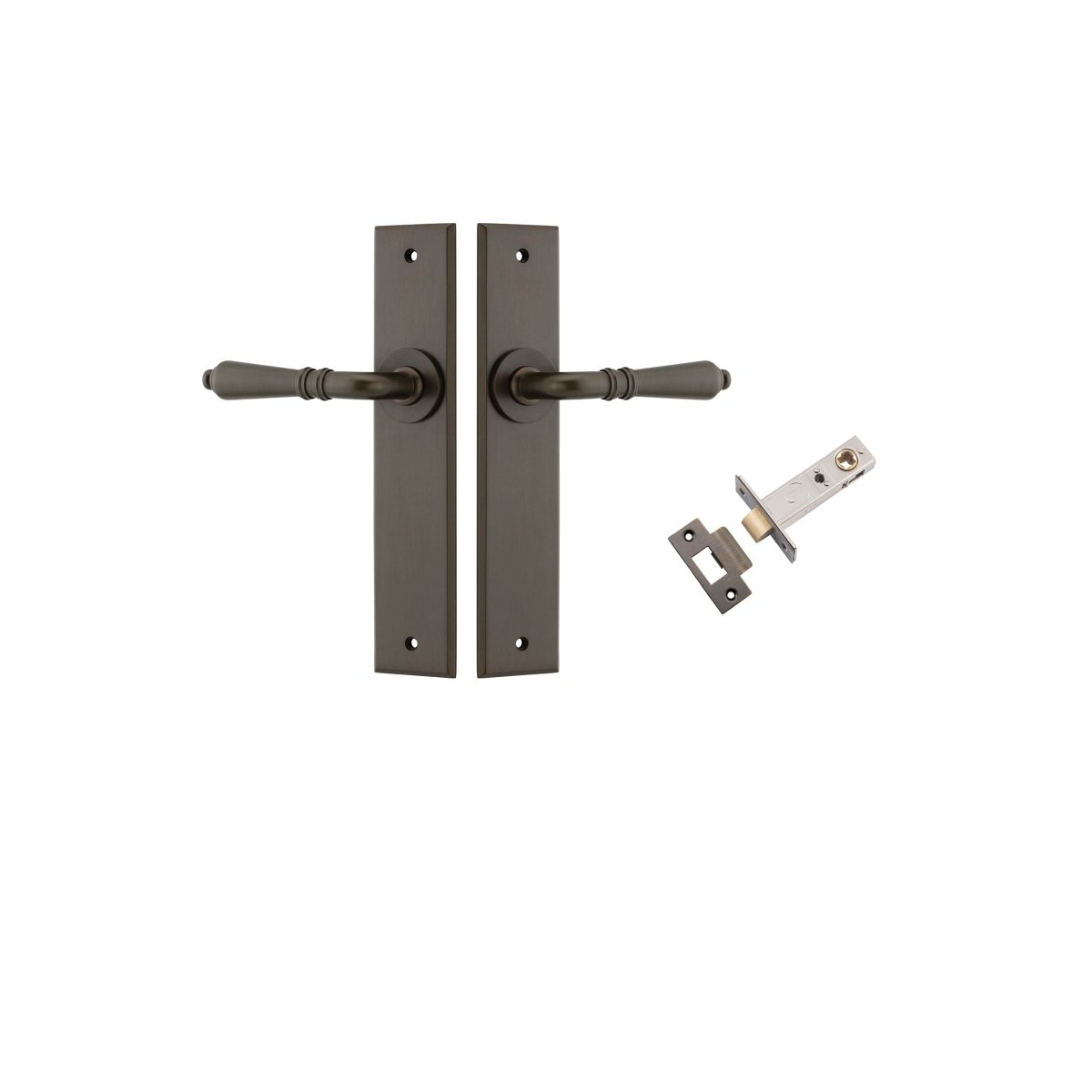 IVER Sarlat Solid Brass Chamfered Plate Door Handle – Multiple Finishes Available - Entry - Point - 10780KPASS60 - Iver