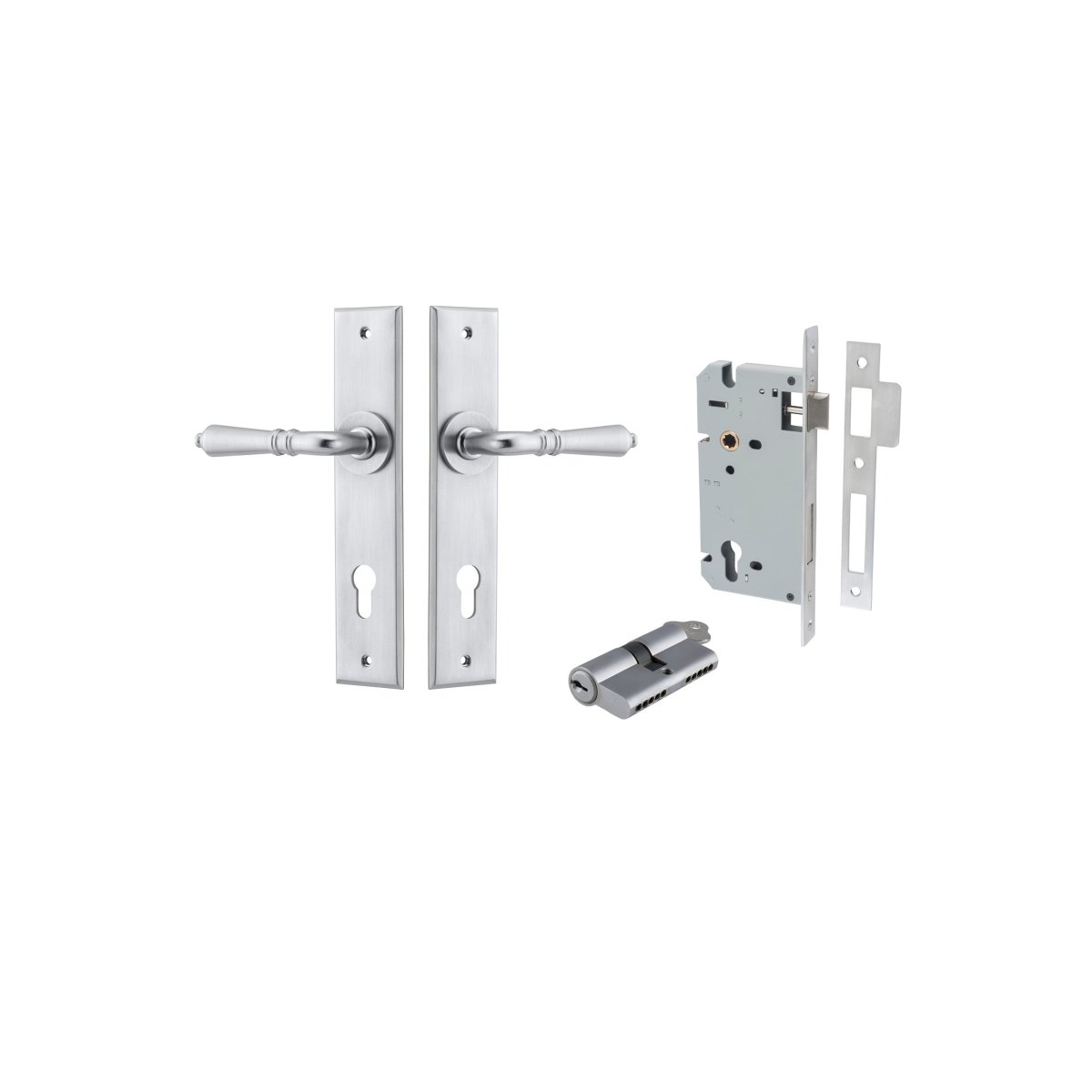 IVER Sarlat Solid Brass Chamfered Plate Door Handle – Multiple Finishes Available - Entry - Point - 12280KENTR60KK - Iver
