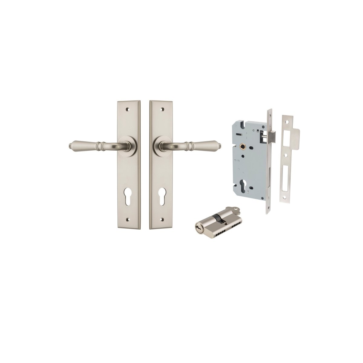 IVER Sarlat Solid Brass Chamfered Plate Door Handle – Multiple Finishes Available - Entry - Point - 14780KENTR60KK - Iver