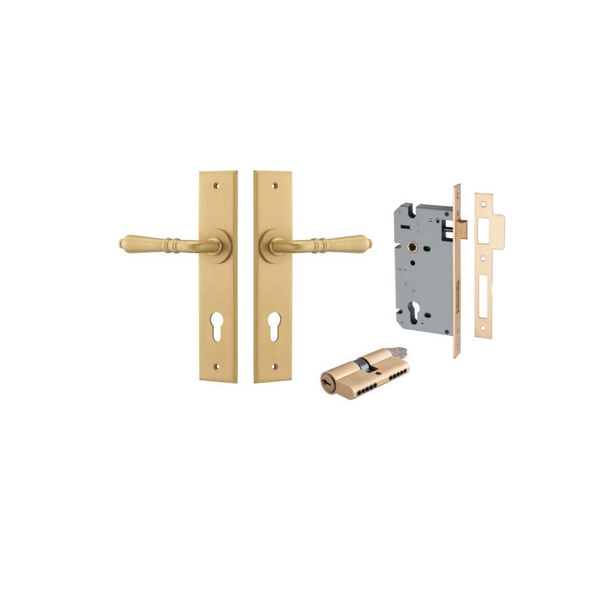 IVER Sarlat Solid Brass Chamfered Plate Door Handle – Multiple Finishes Available - Entry - Point - 15780KENTR60KK - Iver
