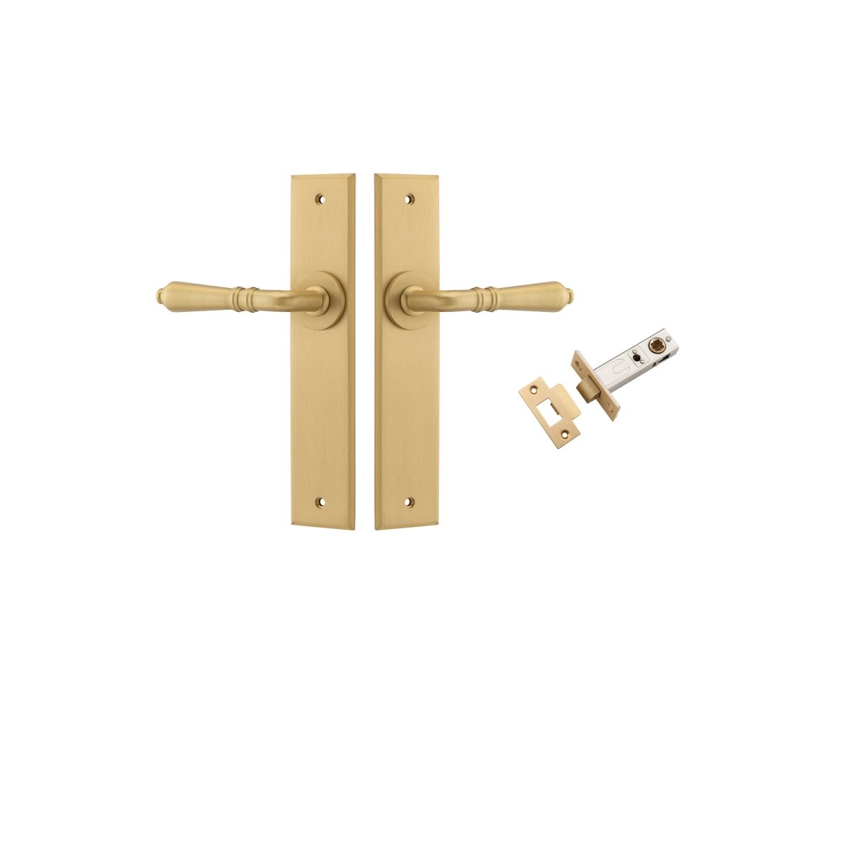 IVER Sarlat Solid Brass Chamfered Plate Door Handle – Multiple Finishes Available - Entry - Point - 15780KPASS60 - Iver