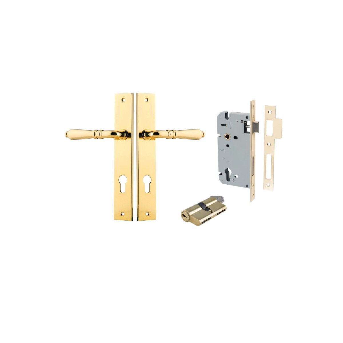 IVER Sarlat Solid Brass Rectangular Plate Door Handle – Multiple Finishes Available - Entry - Point - 10200KENTR60KK - Iver