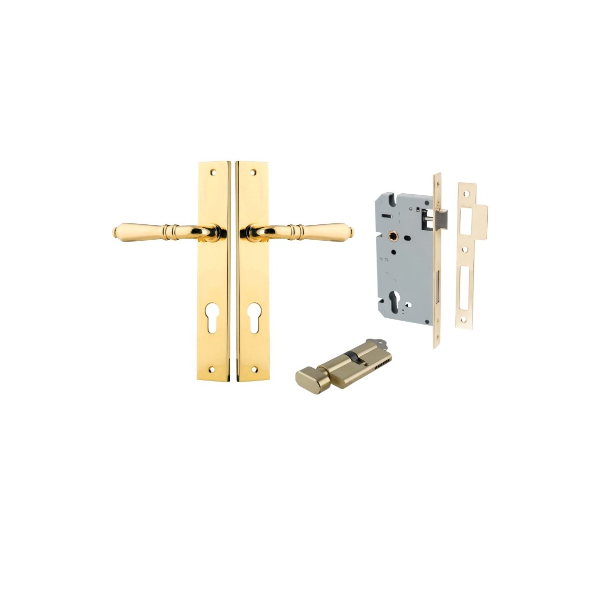 IVER Sarlat Solid Brass Rectangular Plate Door Handle – Multiple Finishes Available - Entry - Point - 10200KENTR60KT - Iver
