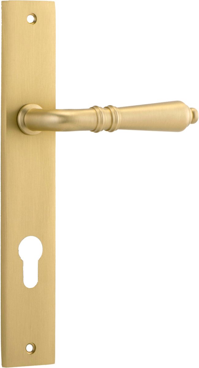 IVER Sarlat Solid Brass Rectangular Plate Door Handle – Multiple Finishes Available - Entry - Point - 16200E85 - Iver