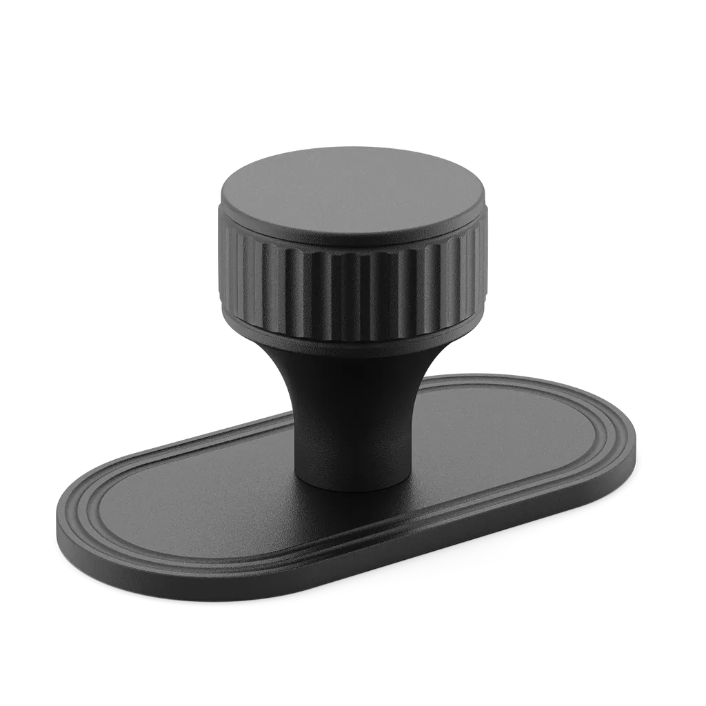 Barwick Ridged Cabinet Knob with Backplate By Armac Martin