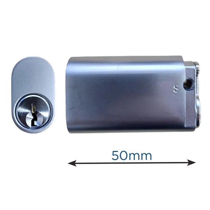 OVAL CYLINDER (570) OVAL (KD) 50mm Extended *Satin Chrome* - Entry - Point - 410/50 - SC - KA1 - Lockton