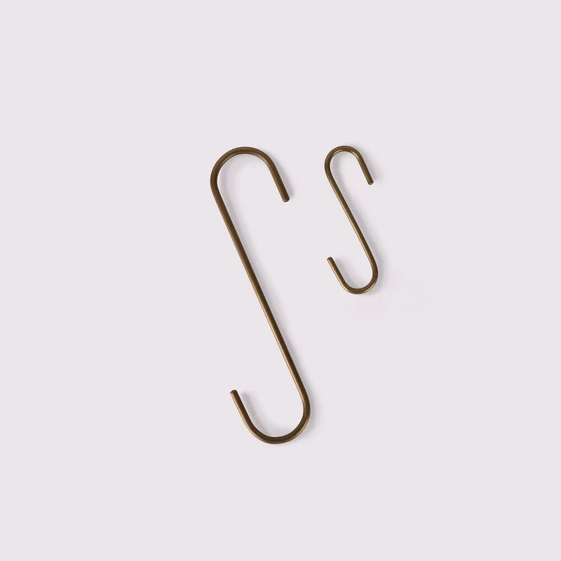 Pack of 5 - Brass S Hook in Acid Washed Brass - Entry - Point - SHLAWB - Hepburn Hardware