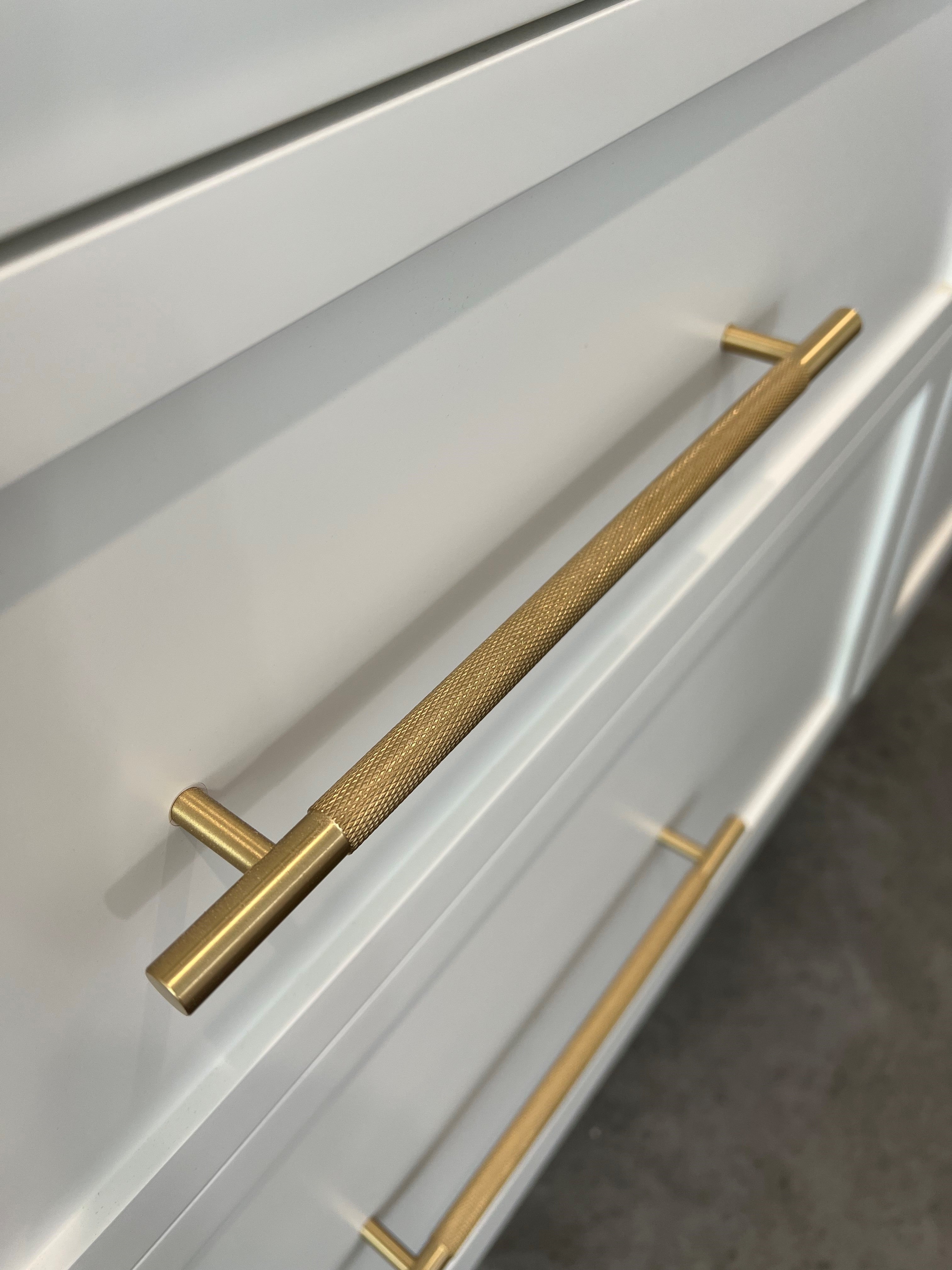 Brushed Brass Knurled Drawer Pull - Charmian - Manovella