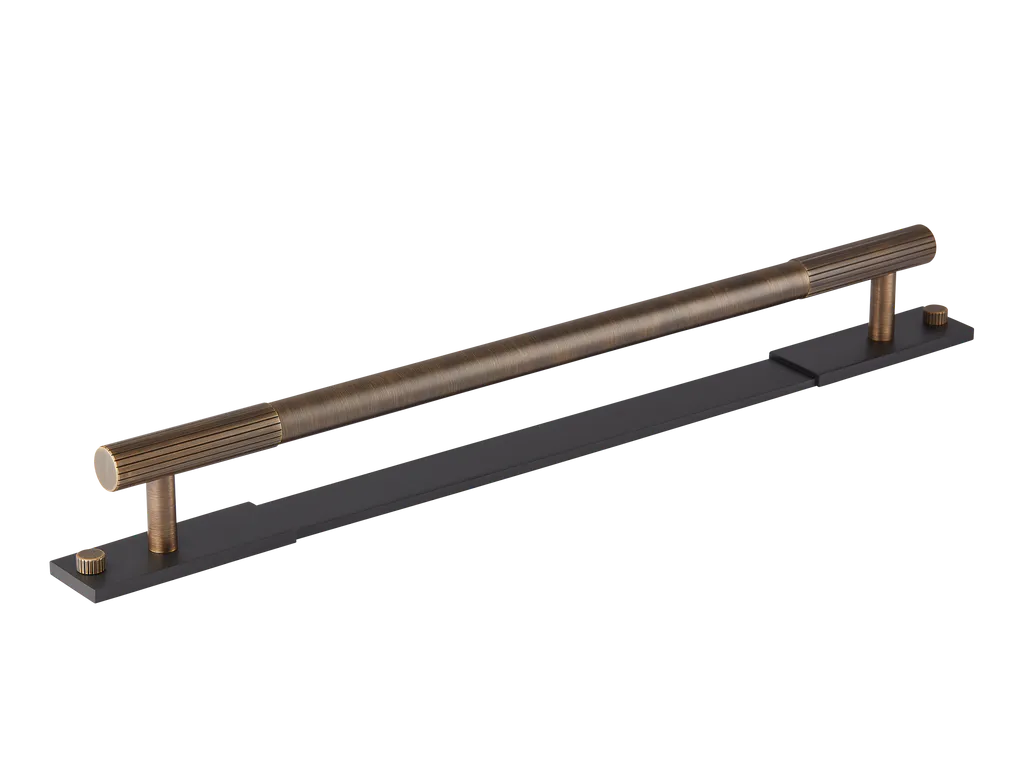 MIX Straight Knurled Appliance Pull Handle & Backplate By Armac Martin