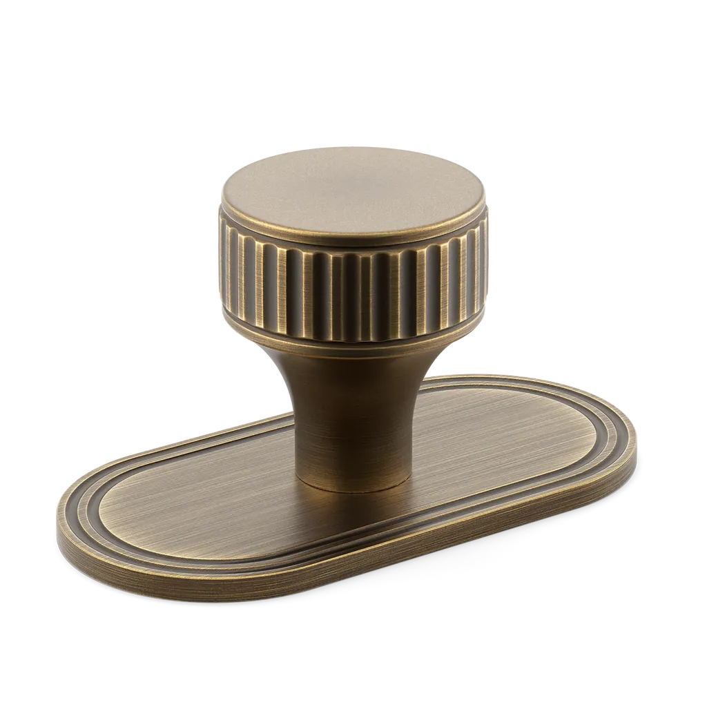 Barwick Ridged Cabinet Knob with Backplate By Armac Martin