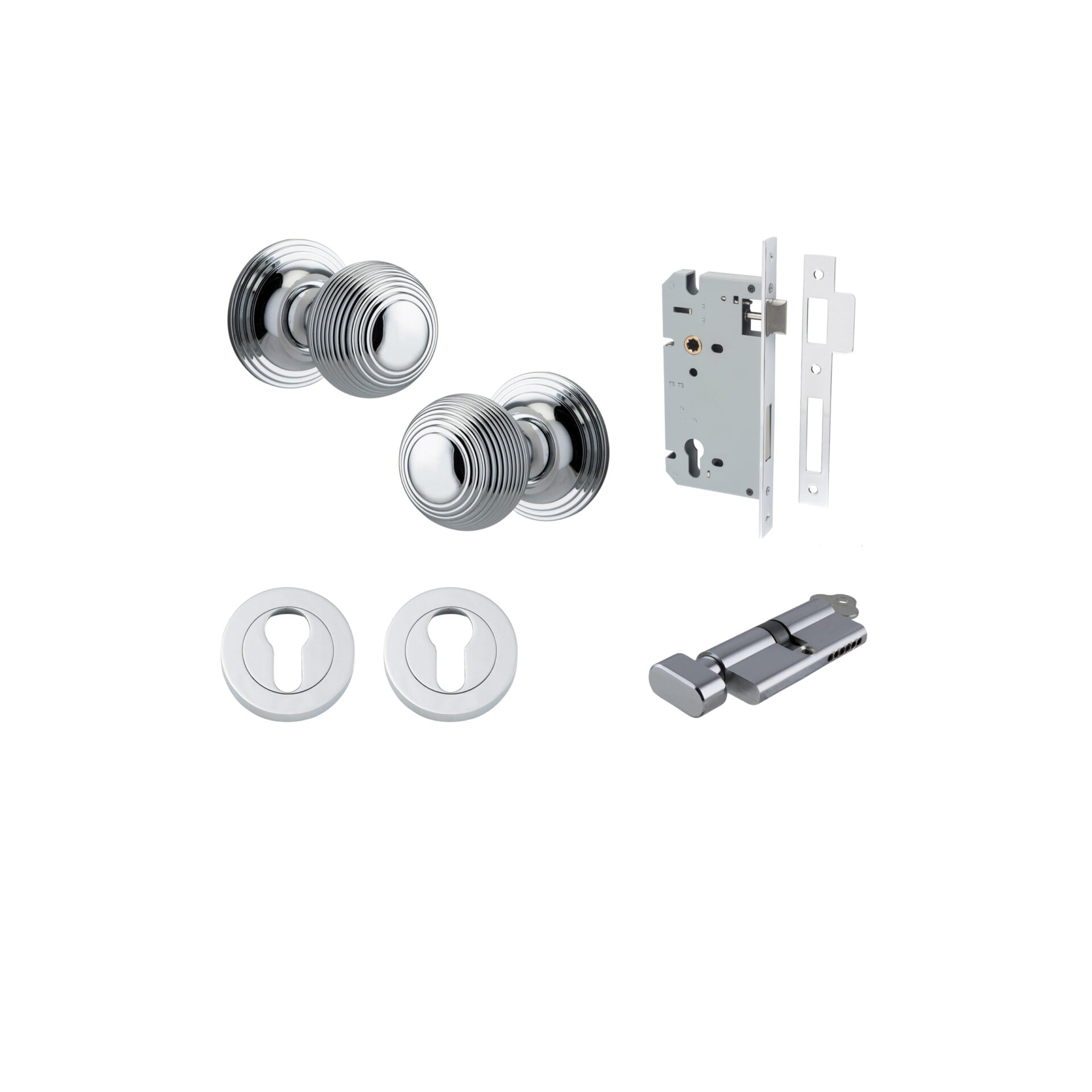 Guildford Knob - Round Rose - Entry Point - Iver - Polished Chrome - Door Knobs