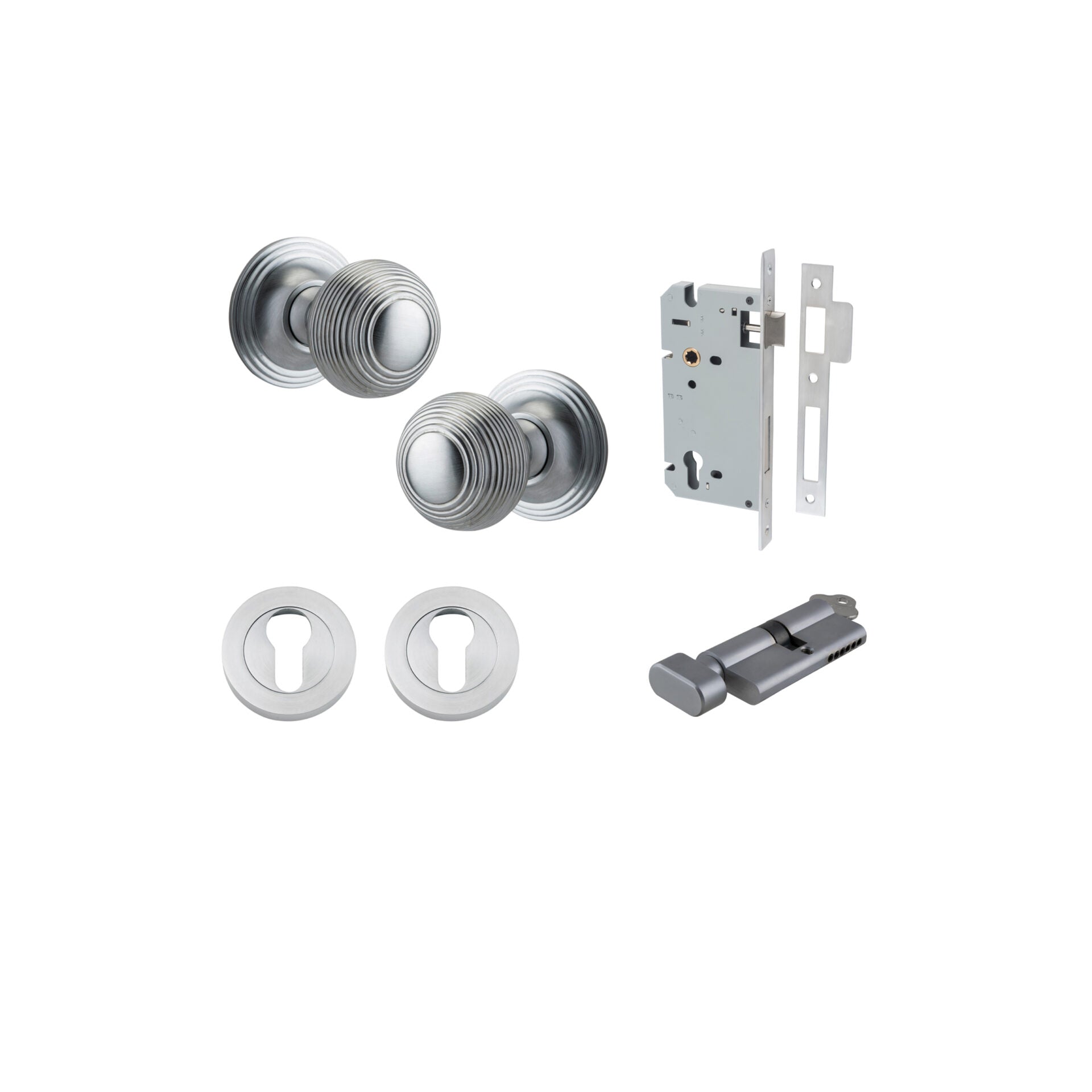 Guildford Knob - Round Rose - Entry Point - Iver - Brushed Chrome - Door Knobs