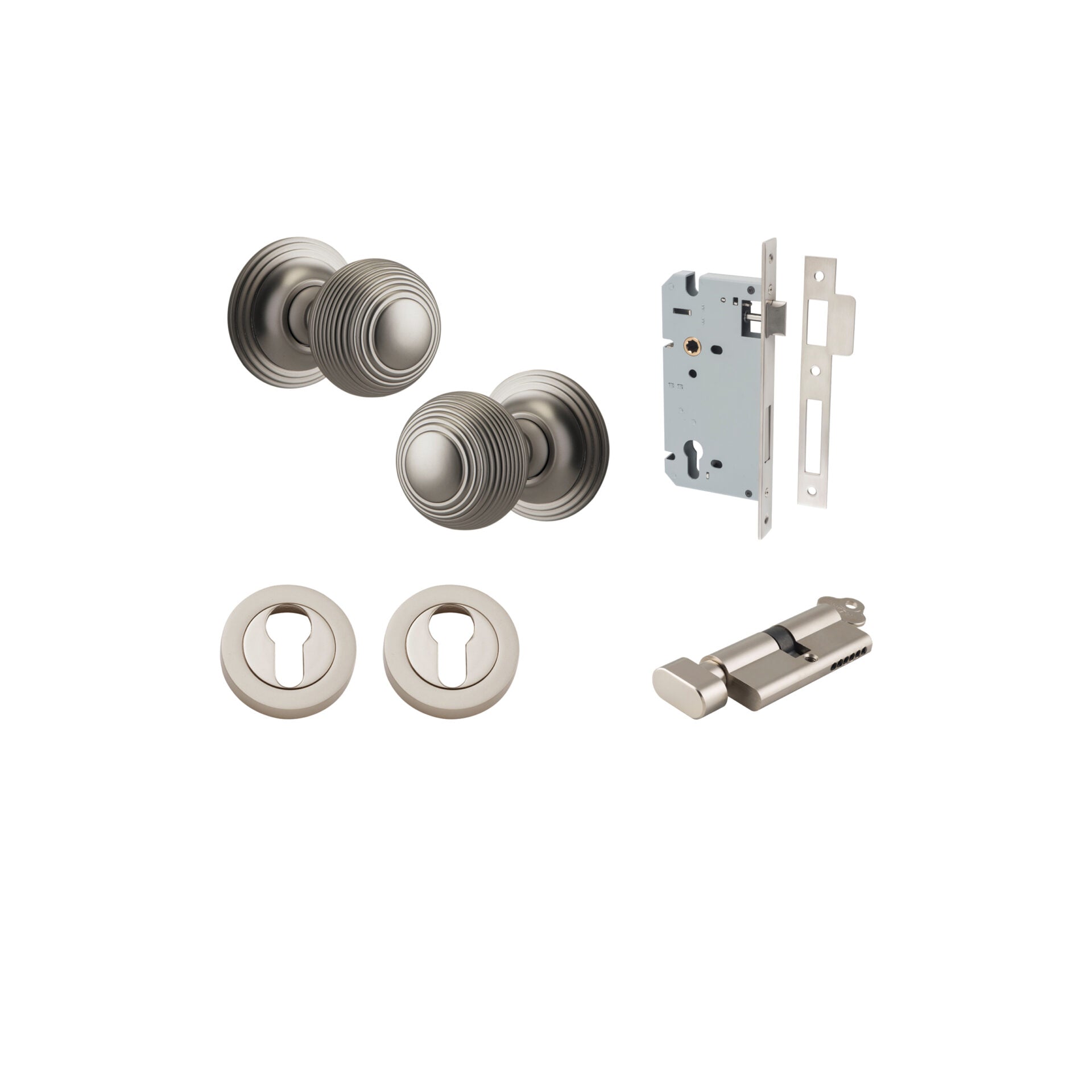 Guildford Knob - Round Rose - Entry Point - Iver - Brushed Brass - Door Knobs