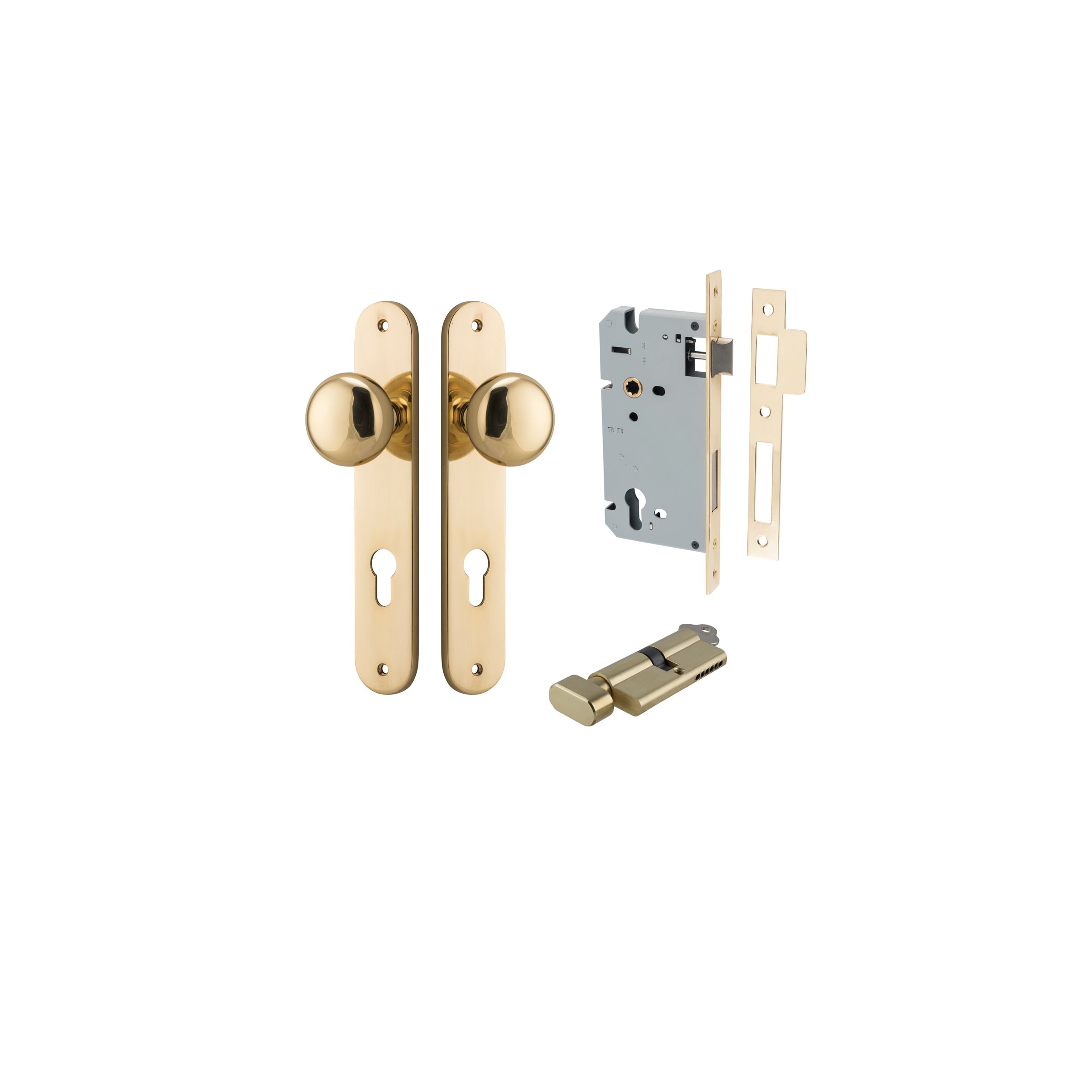 Cambridge Knob - Oval Backplate - Entry Point - Iver - Polished Brass - Door Knobs