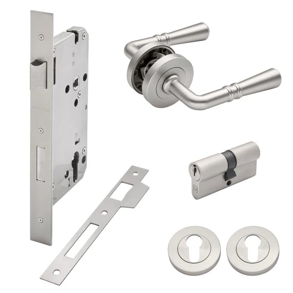 Brushed Nickel Entrance Door Kit Lexton - Manovella