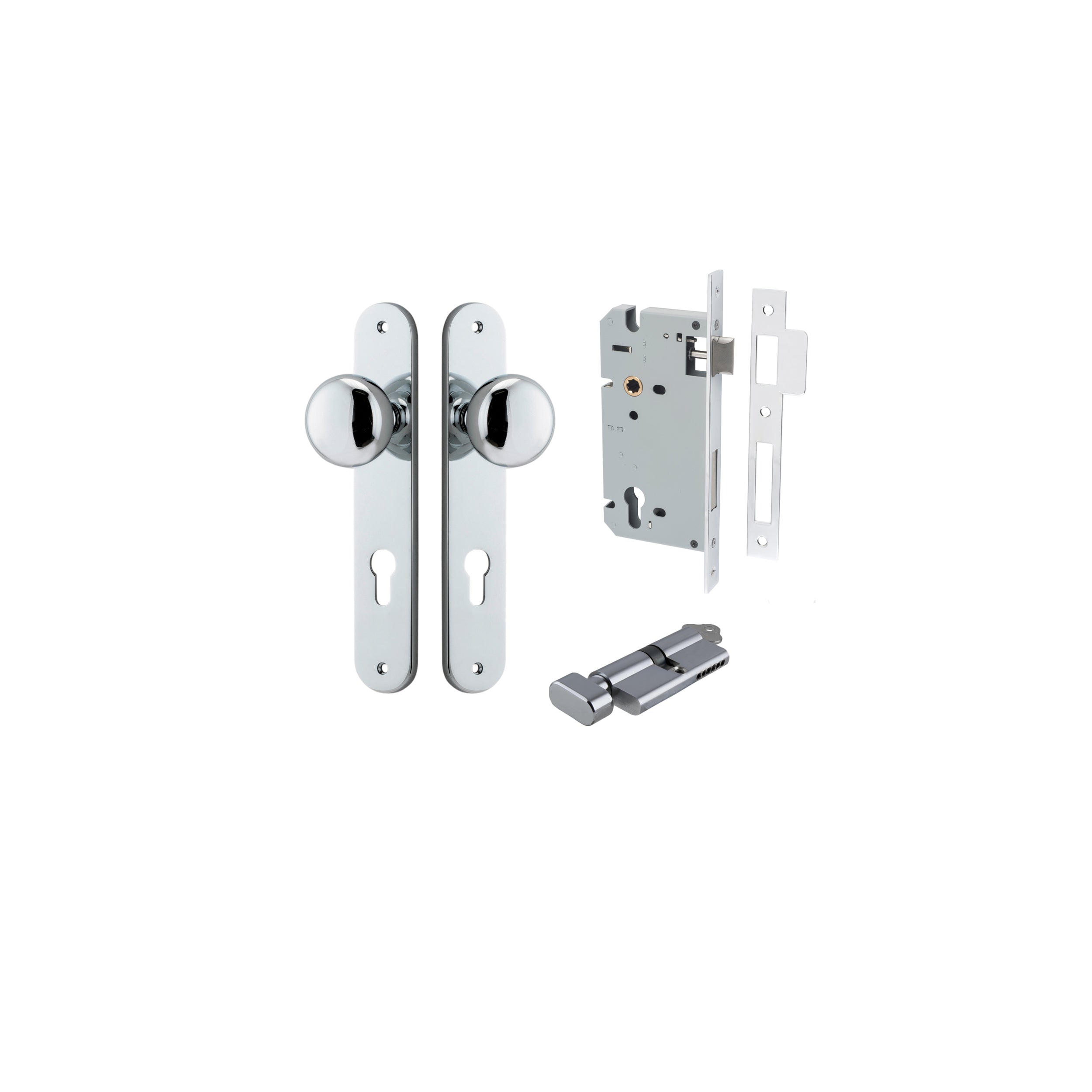 Cambridge Knob - Oval Backplate - Entry Point - Iver - Polished Chrome - Door Knobs