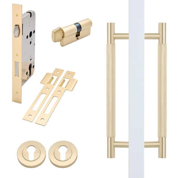 Satin Brass Roller Lock Kit - Charmian Pull - Manovella