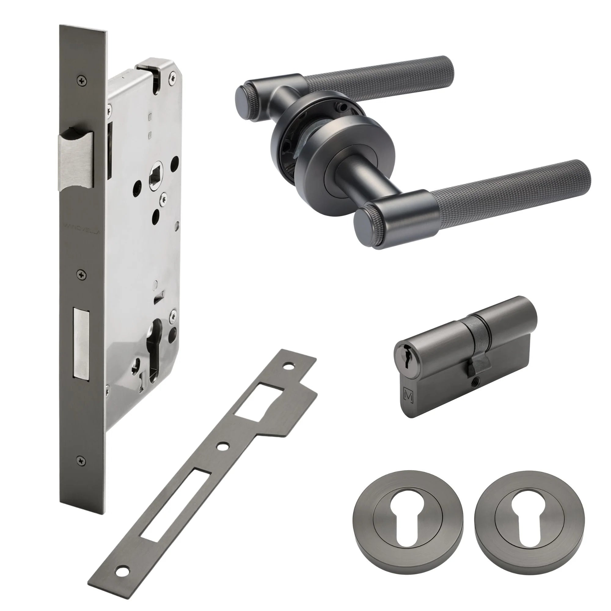 Gunmetal Entrance Door Kit Rosedale - Manovella