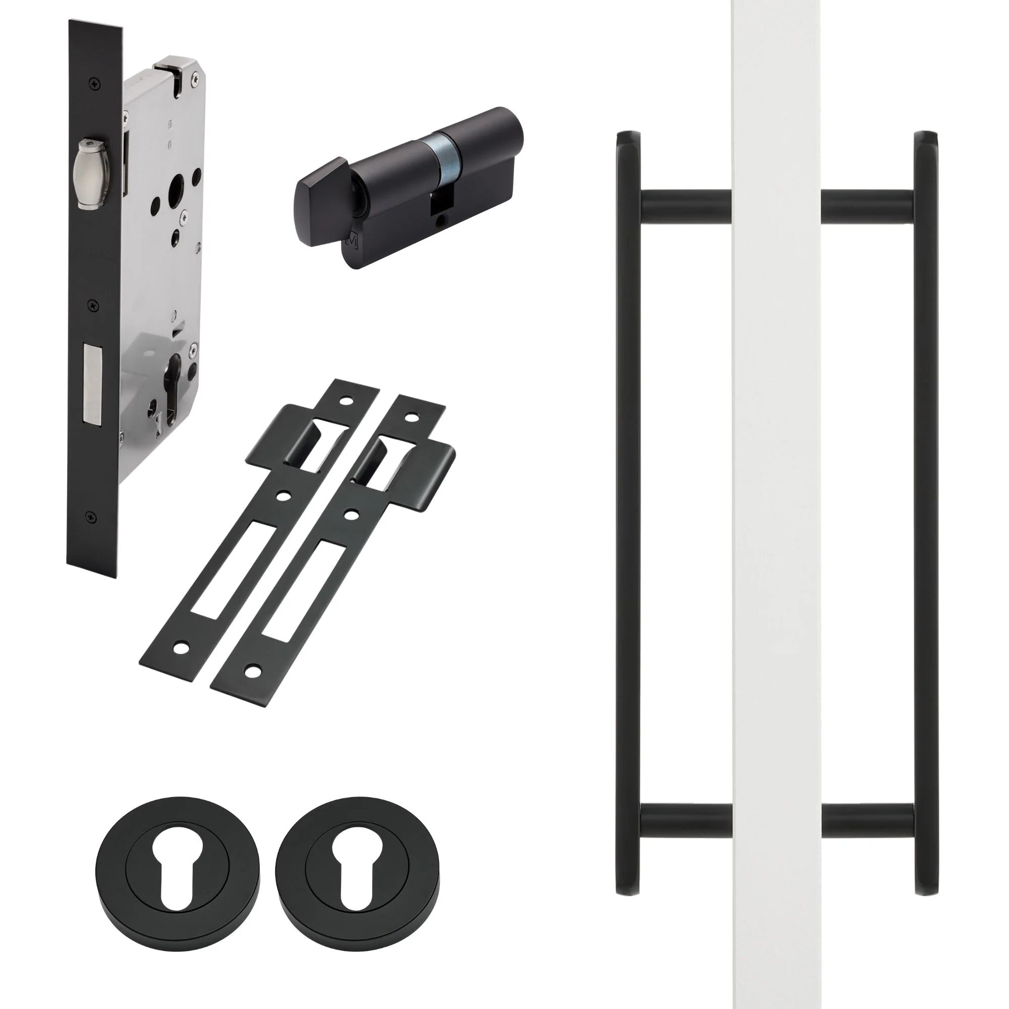 Matt Black Roller Lock Kit - Imogen Pull - Manovella