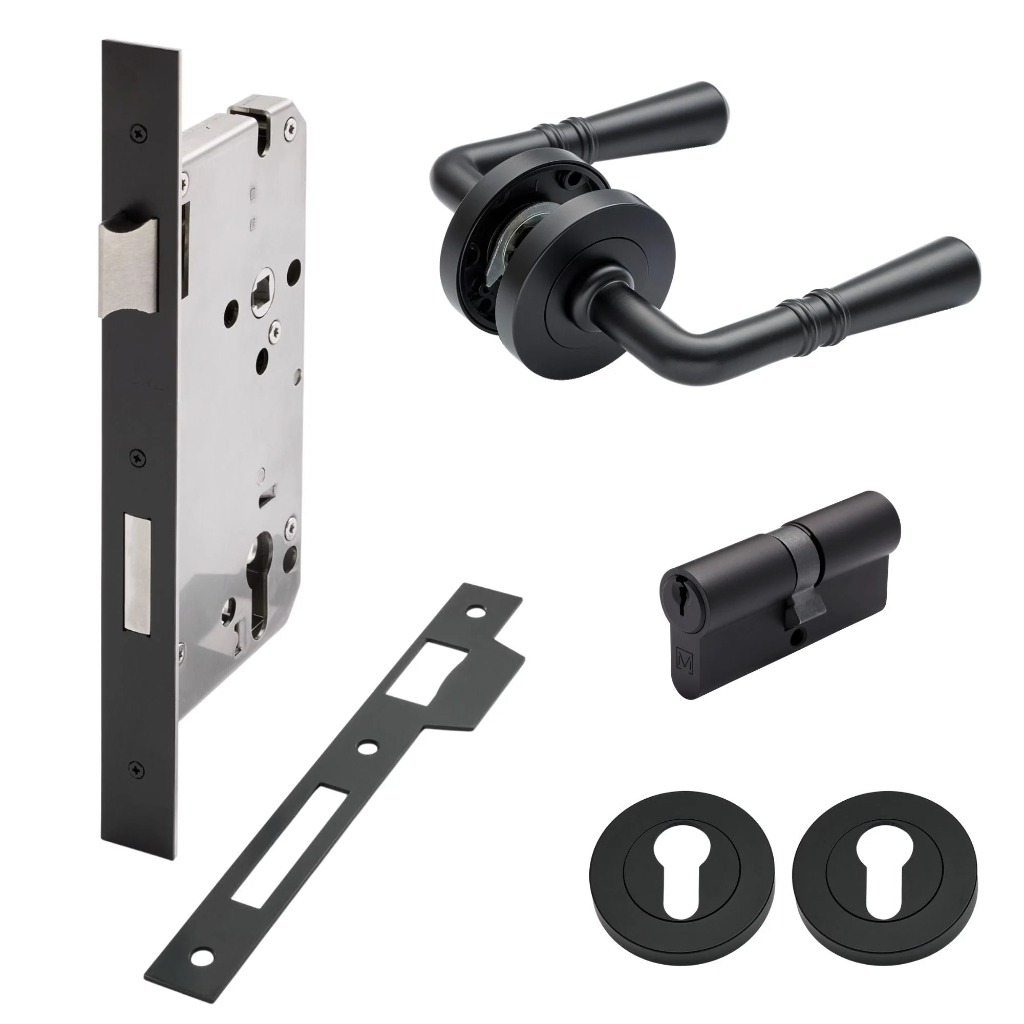 Matt Black Entrance Door Kit Lexton - Manovella