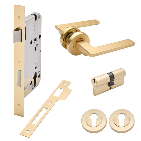 Satin Brass Entrance Door Kit Hamilton - Manovella