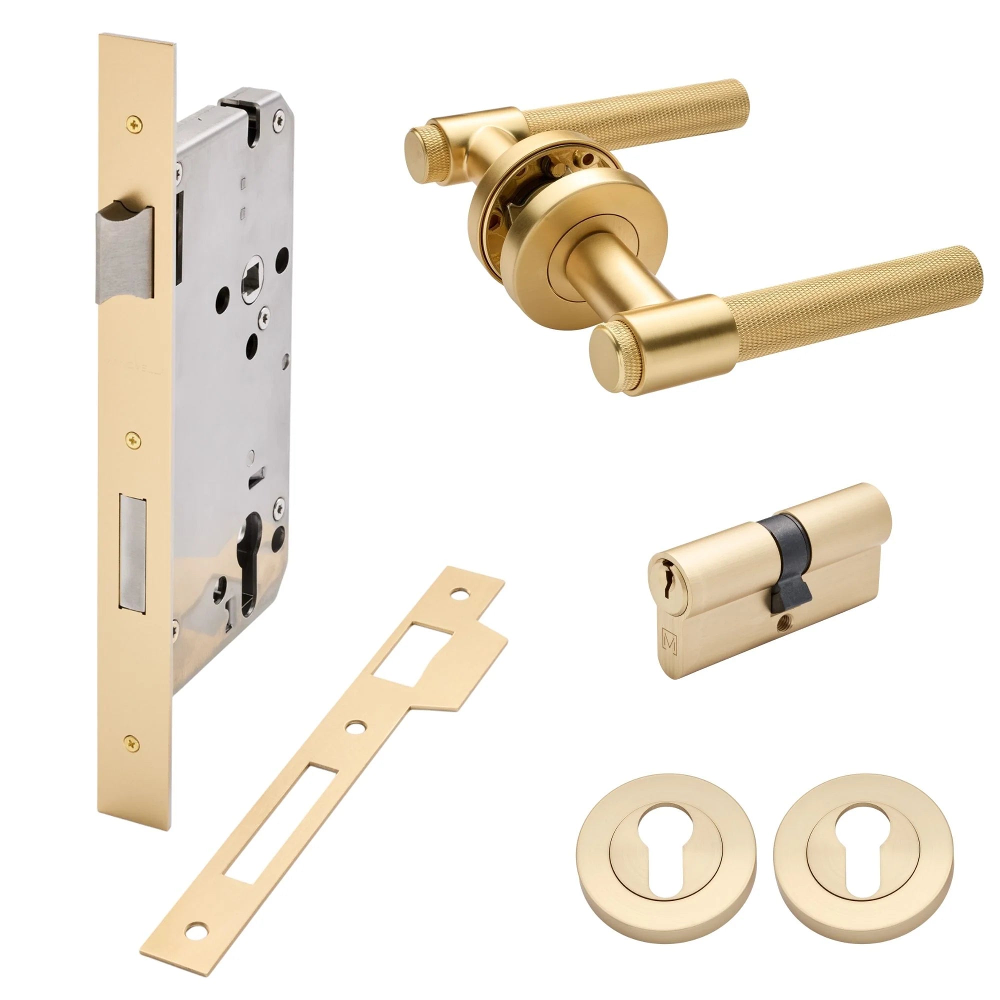 Satin Brass Entrance Door Kit Rosedale - Manovella